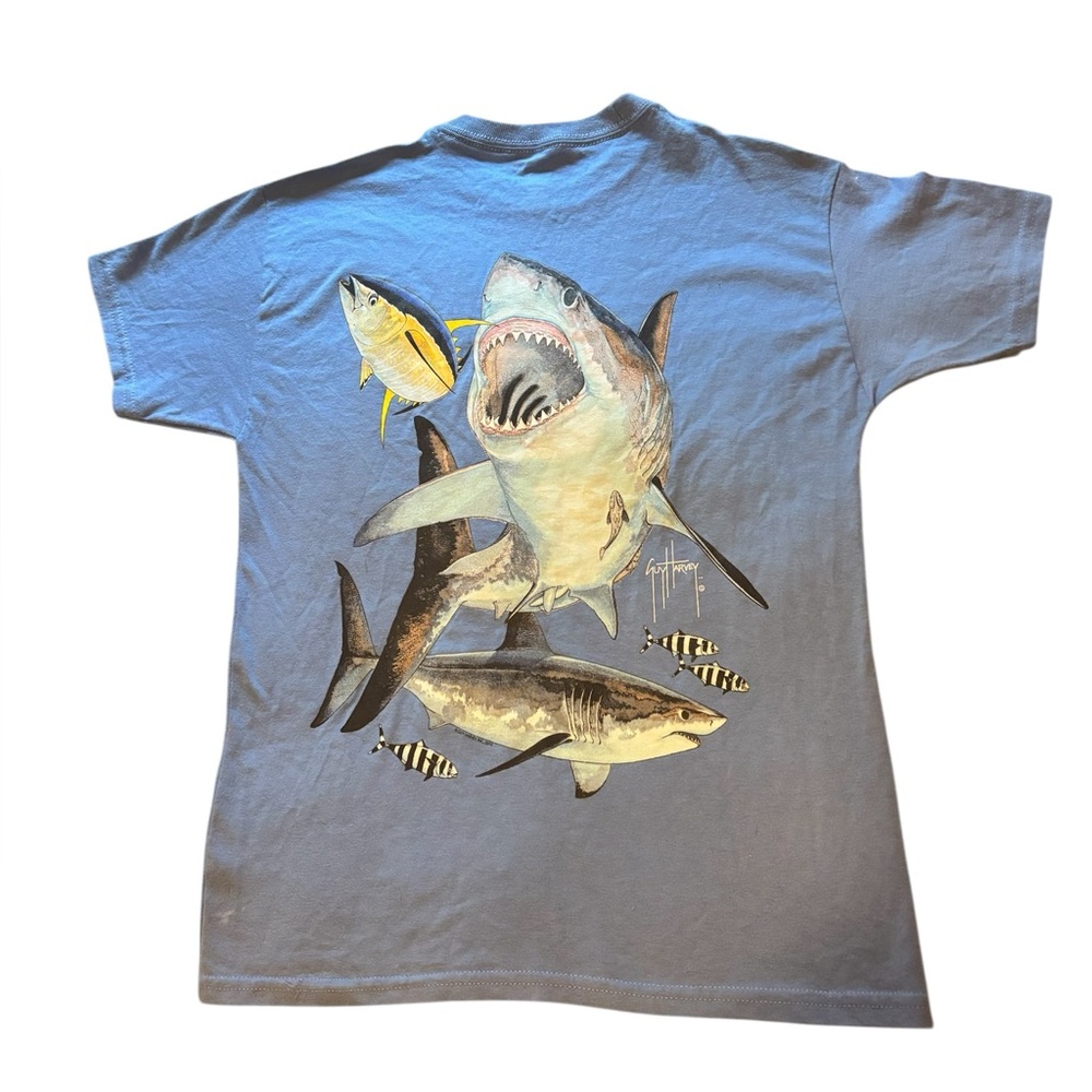 Guy Harvey Original Youth T Shirt with Sharks Size 10-12 Medium